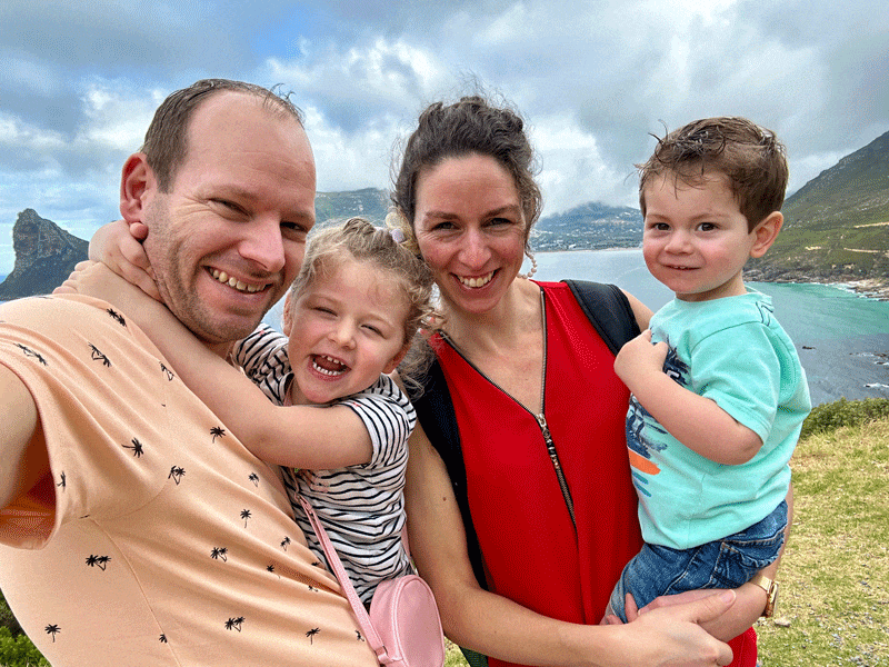 Wilco de Kreij with his wife and children outdoors